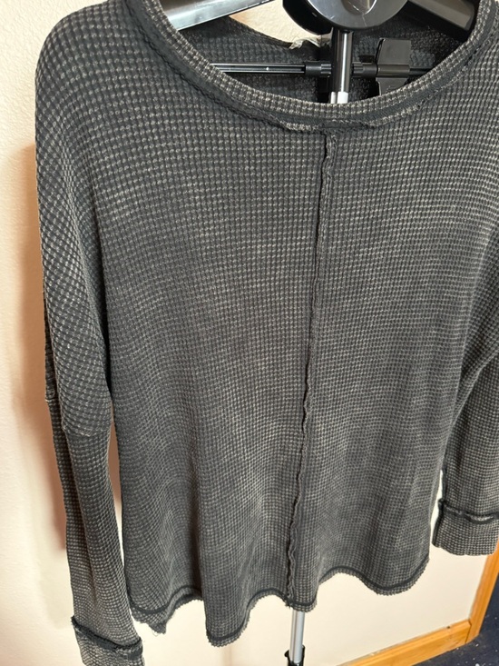 Zenana Outfitters Black Waffle Knit Long Sleeve Top - Picture 2 of 5